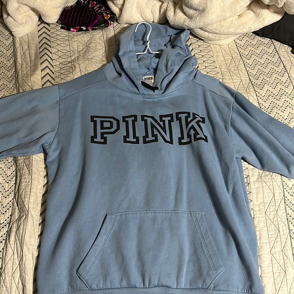 Pink sweatshirt light blue color
